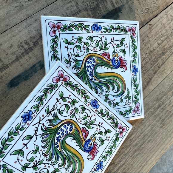 Ceramic Glazed Clay Tiles 4 x 4" Made in Portugal - Set of 2 - Picture 12 of 13